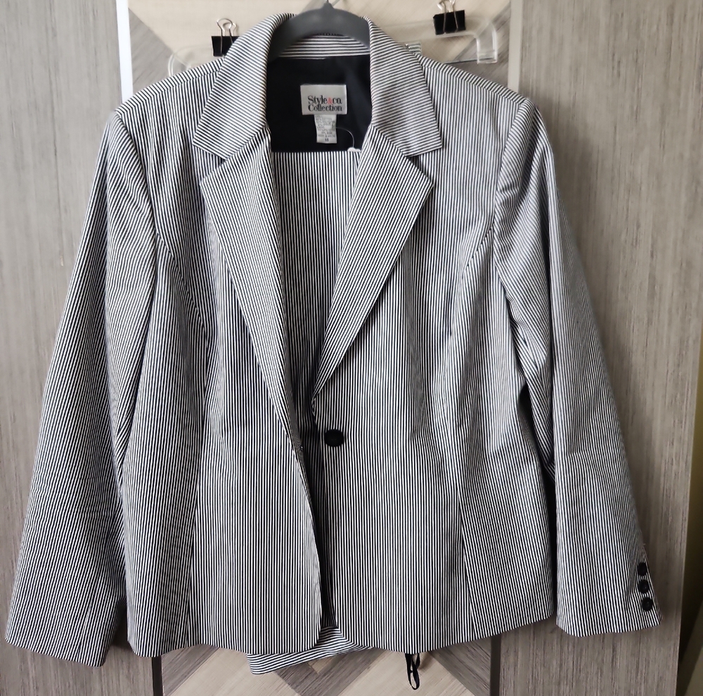 Women's Black and White Striped Jacket